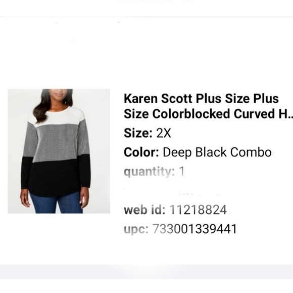 NWT - Karen Scott Plus Size Colorblock Sweater - Picture 2 of 3